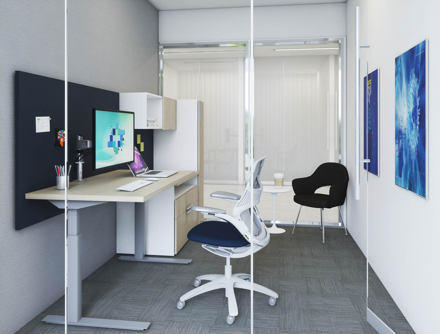 healthcare private telemedicine physician office tone height adjustable table generation by knoll task chair anchor storage saarinen collection sapper monitor arm collection knolltextiles acme backed wallcovering
