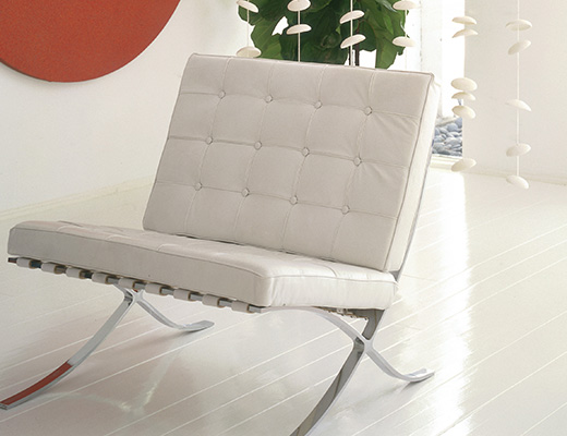 White Leather Barcelona Chair